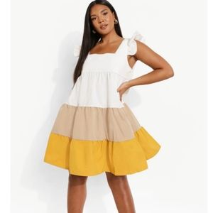 NWT Color Block tiered smock dress